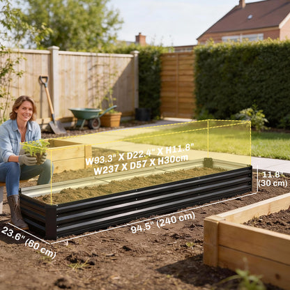 Bac surélevé galvanisé 8'x2'x1' pour jardin