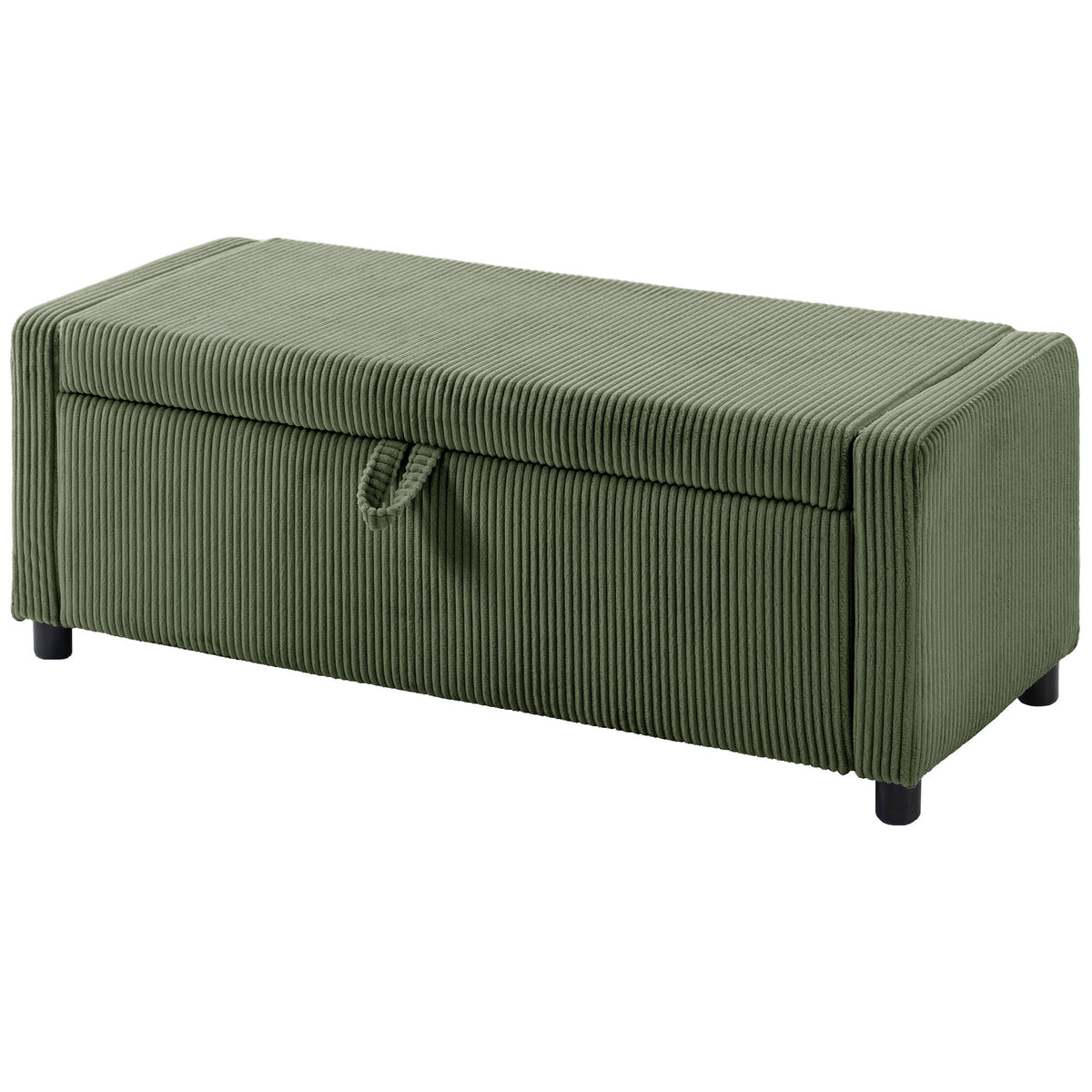 Banc de rangement capitonné en velours côtelé