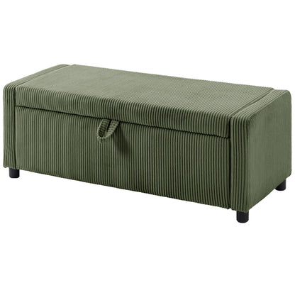 Banc de rangement capitonné en velours côtelé
