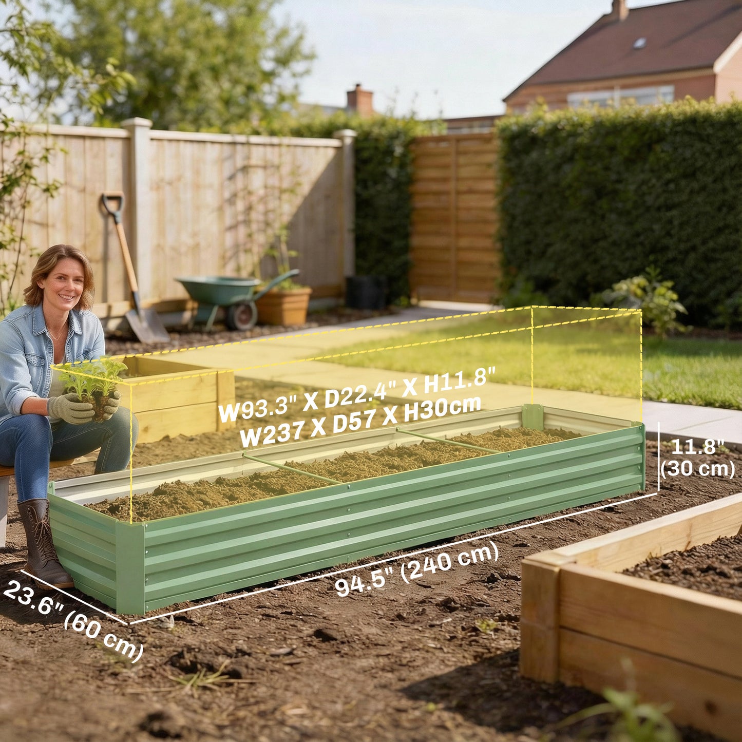 Bac surélevé galvanisé 8'x2'x1' pour jardin