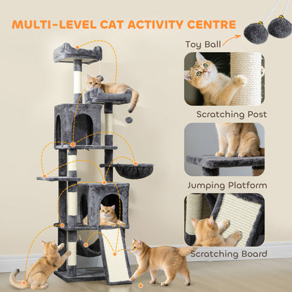 Arbre à chat multi-niveaux 177 cm avec condos et hamac