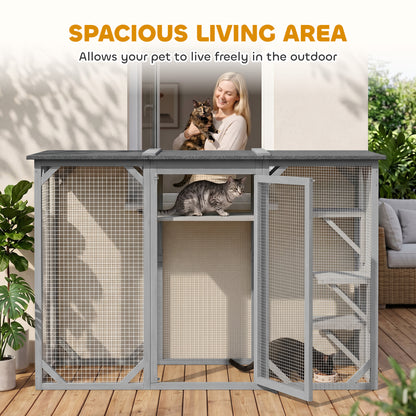 Enclos extérieur pour chat multi-niveaux 180 cm