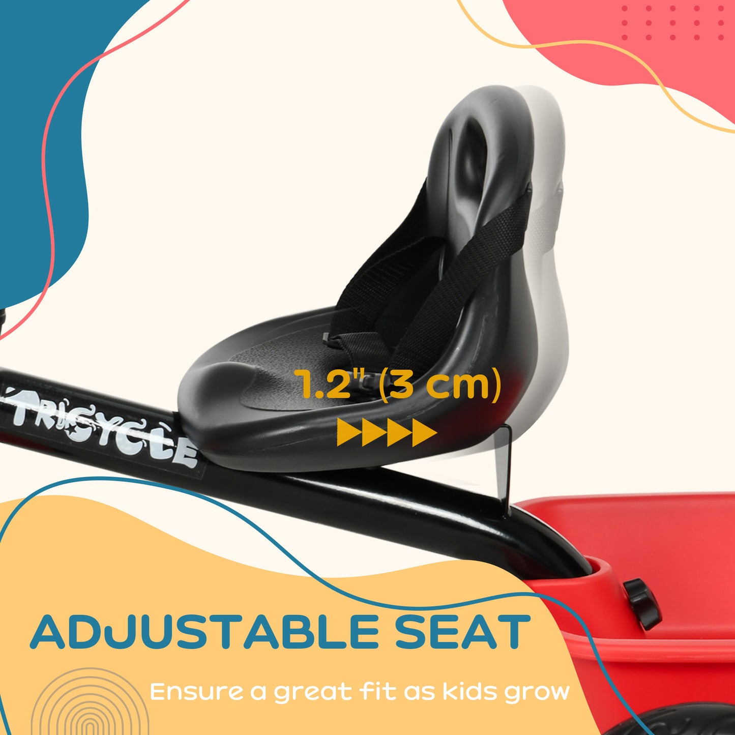 Tricycle évolutif pour enfants 2-5 ans avec ceinture