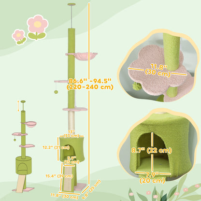 Arbre à chat hauteur réglable avec griffoirs et hamac