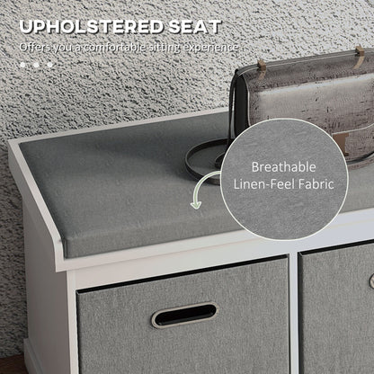 Banc de rangement pour chaussures avec coussin et tiroirs