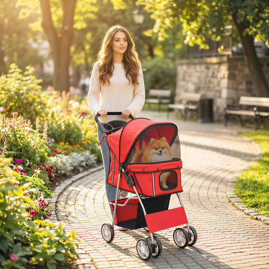Poussette pour animaux pliable avec roues pivotantes