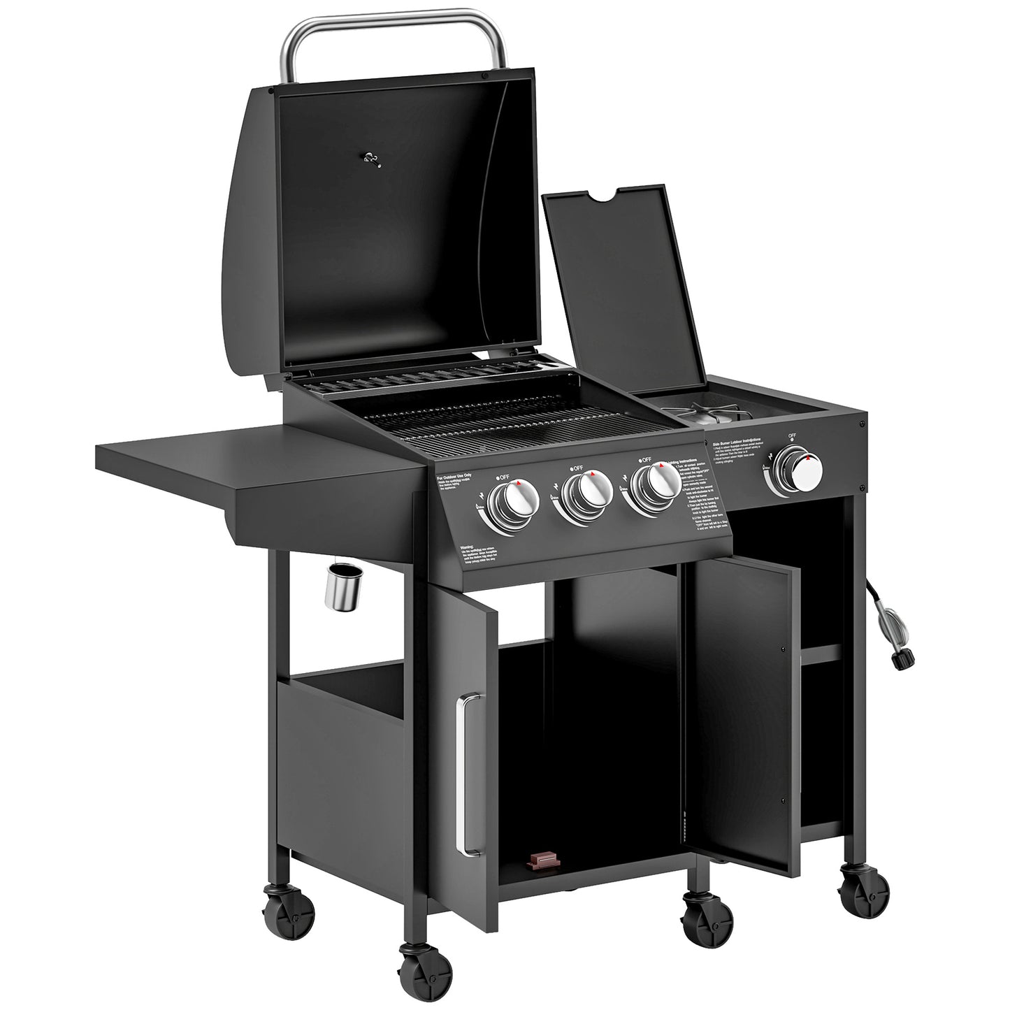 Barbecue à gaz 3 brûleurs avec brûleur latéral