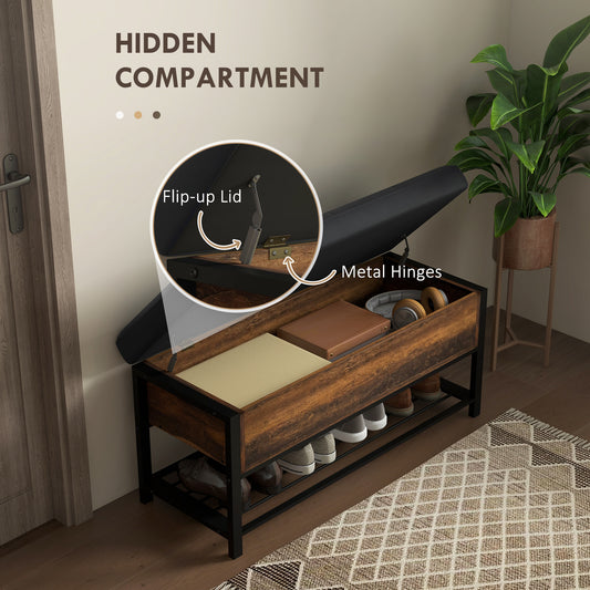 Banc coffre avec rangement à chaussures et siège rembourré