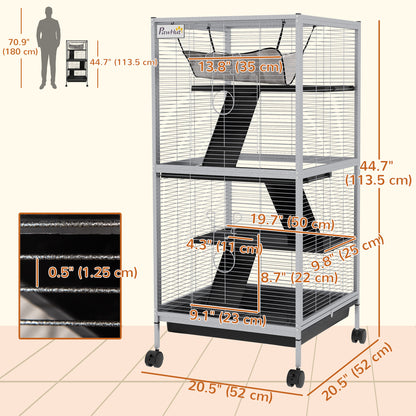 Cage à roulettes pour petits animaux 4 niveaux