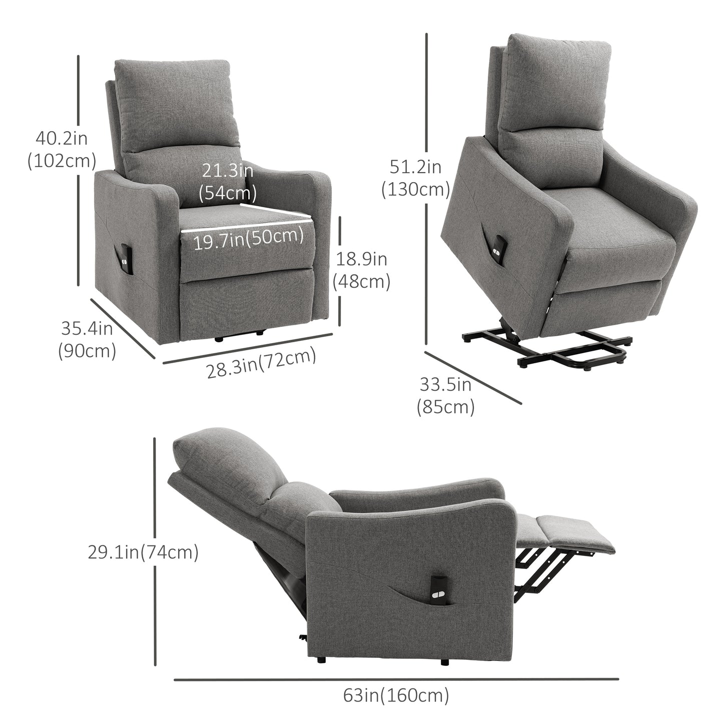 Fauteuil releveur électrique inclinable avec télécommande