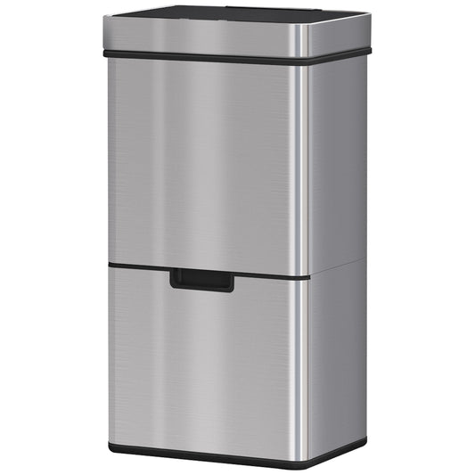 Poubelle à capteur 3 compartiments 72 L — Inox