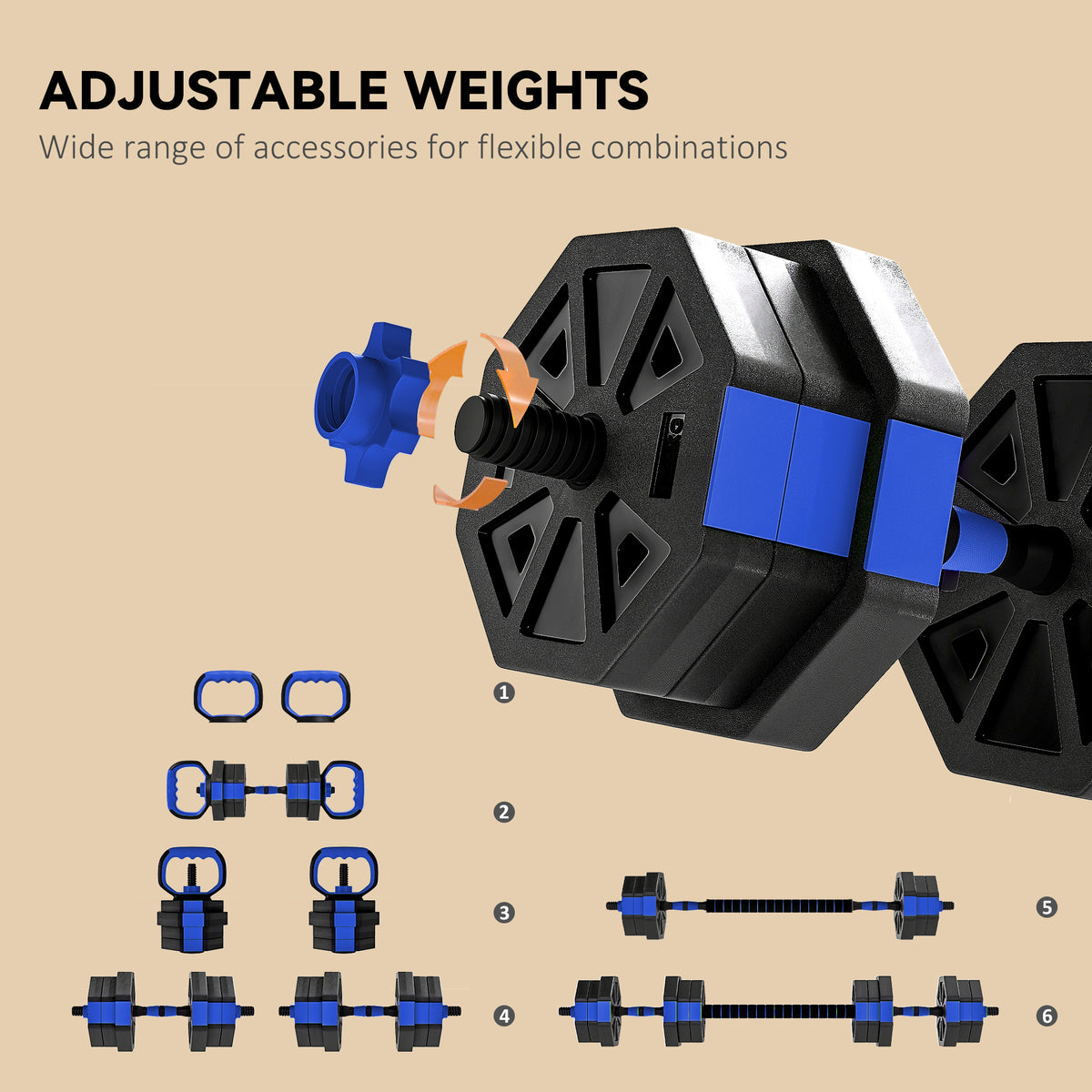 Haltères ajustables 6-en-1 20 kg