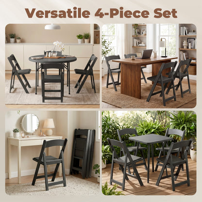 Chaises pliantes rembourrées en résine, lot de 4