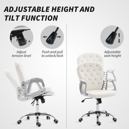 Chaise de bureau capitonnée cuir synthétique cristaux décoratifs