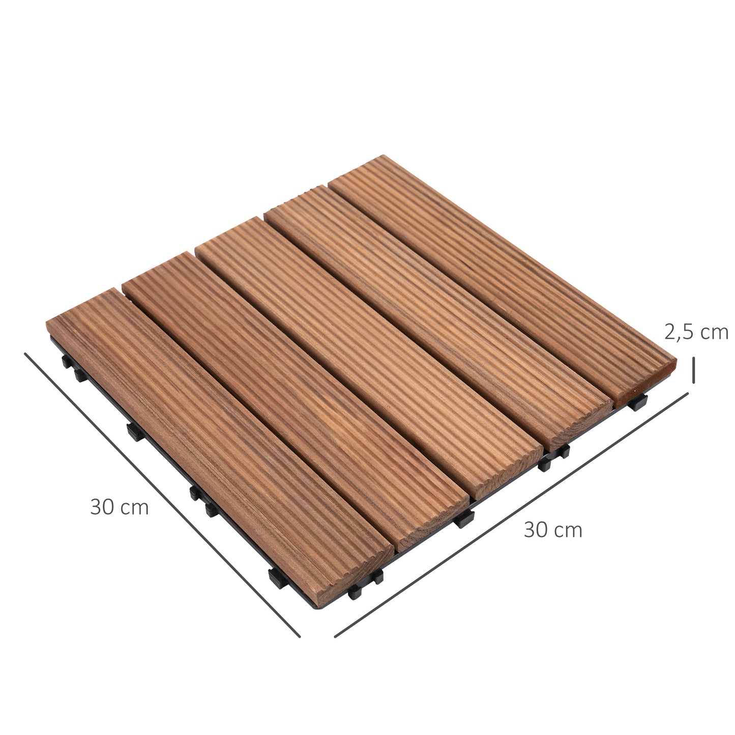 Dalles de terrasse en bois emboîtables — ensemble de 27