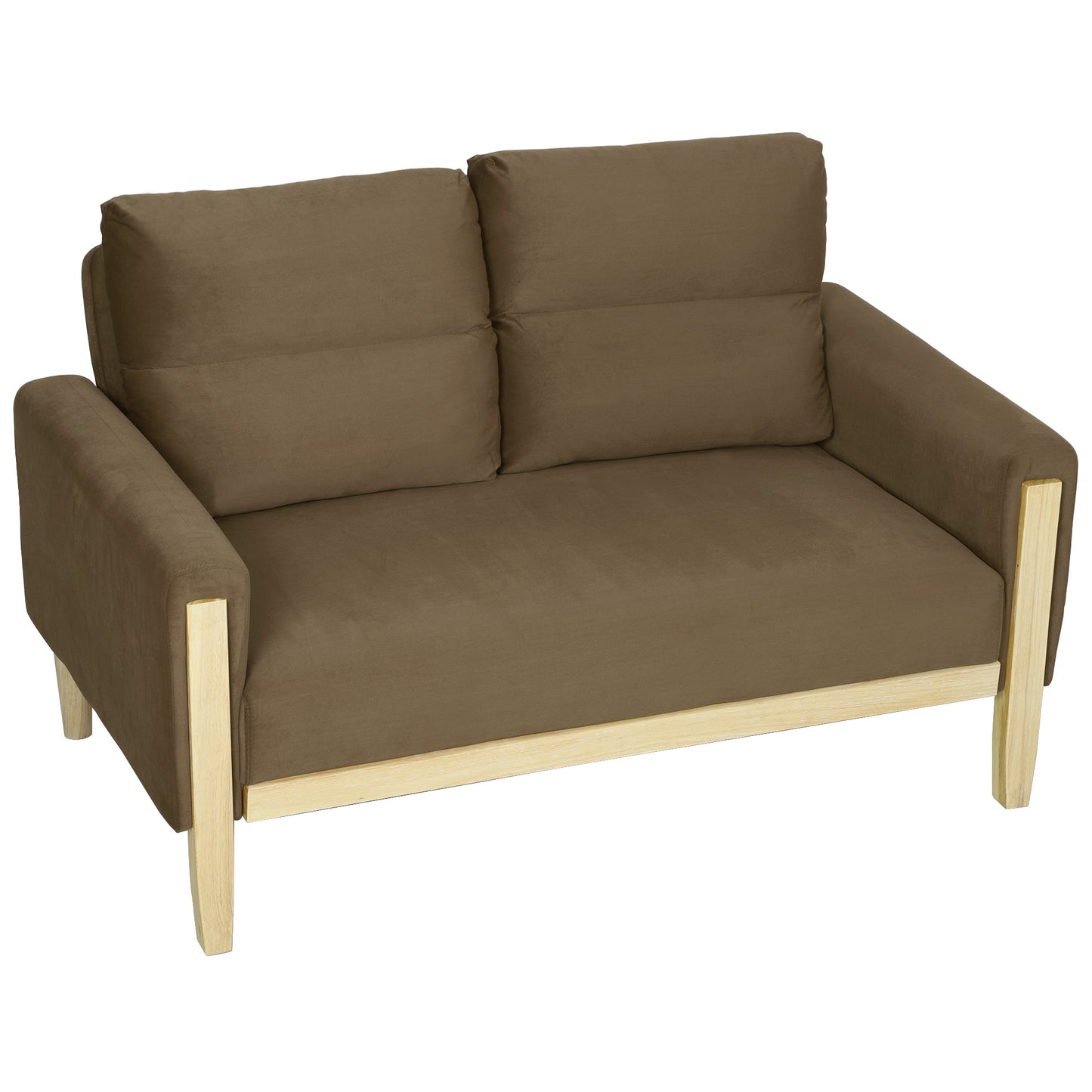 Causeuse 2 places velours pattes bois blanchi 134 cm