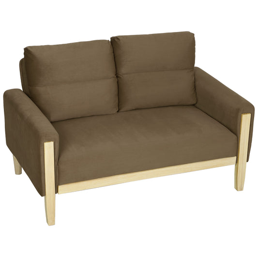 Causeuse 2 places velours pattes bois blanchi 134 cm