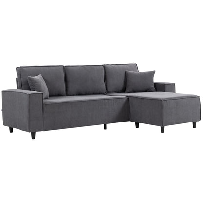 Divan d'angle en velours côtelé avec chaise réversible