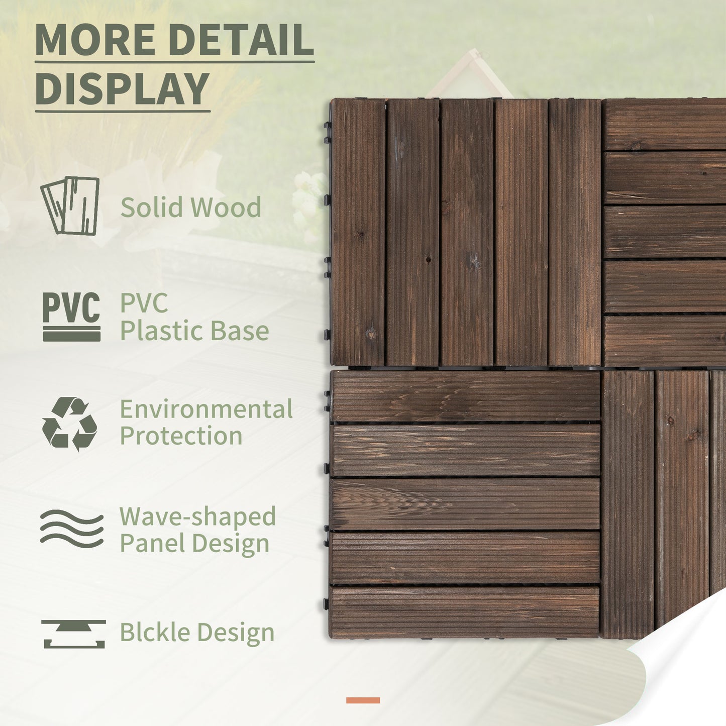 Dalles de terrasse en bois emboîtables — ensemble de 27