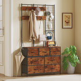 Hall tree 4-en-1 avec commode 7 tiroirs et crochets