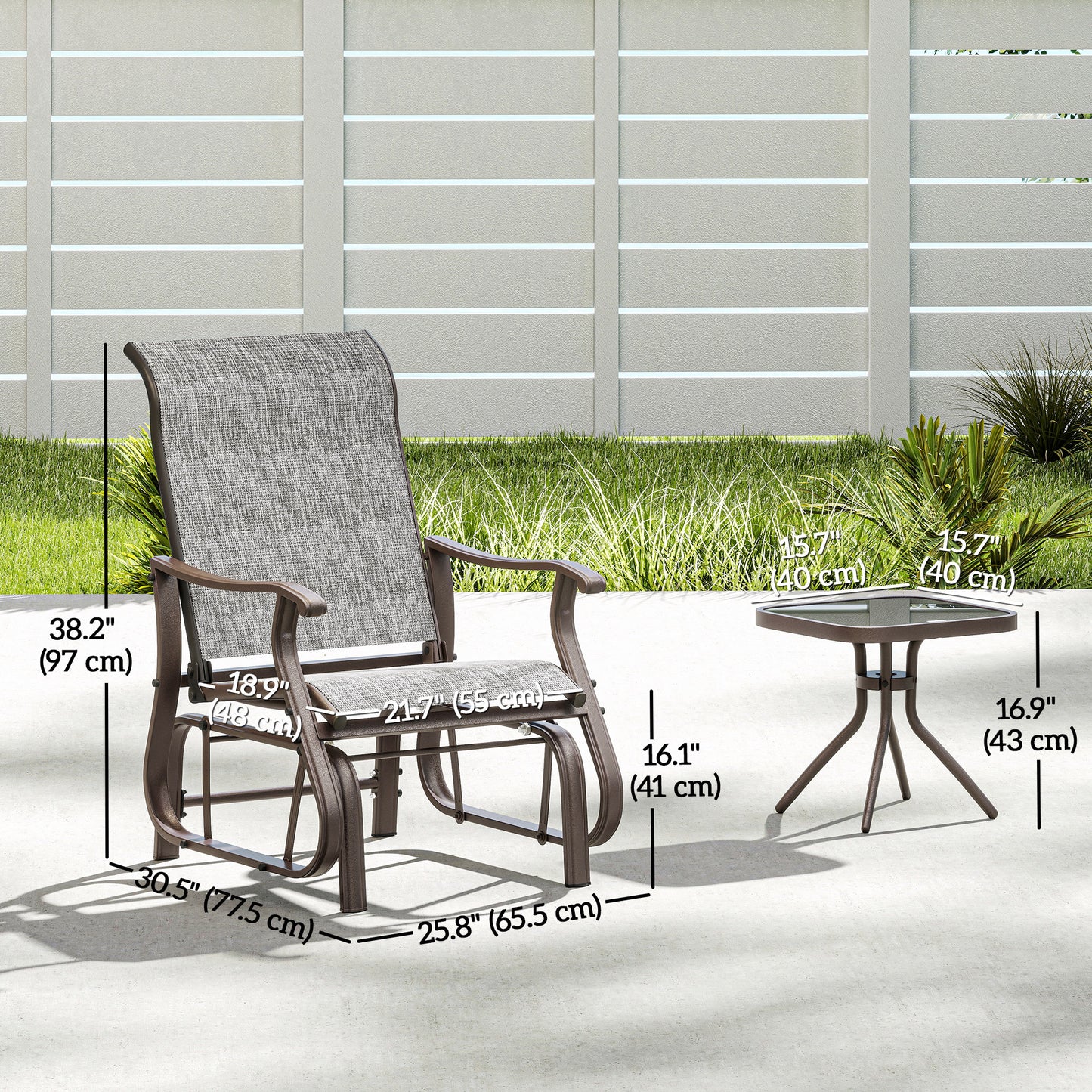 Ensemble planeurs de patio et table 3 pièces