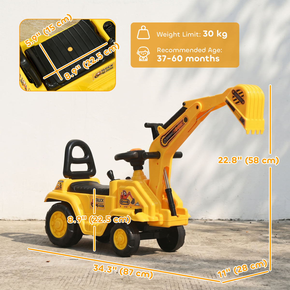 Excavatrice jouet 3 en 1 à enfourcher