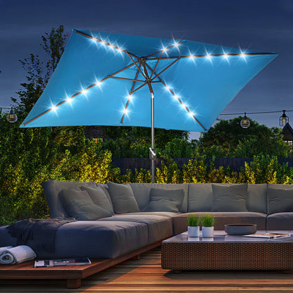 Parasol de patio rectangulaire avec éclairage DEL solaire 195x295cm