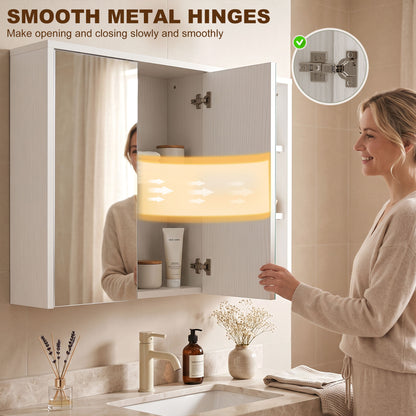 Armoire à pharmacie murale avec miroir et étagères ouvertes