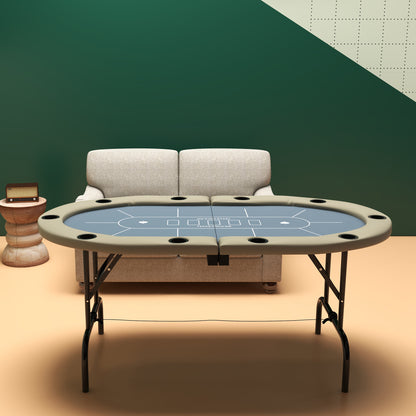 Table de poker ovale pliable 8 joueurs avec porte-verres
