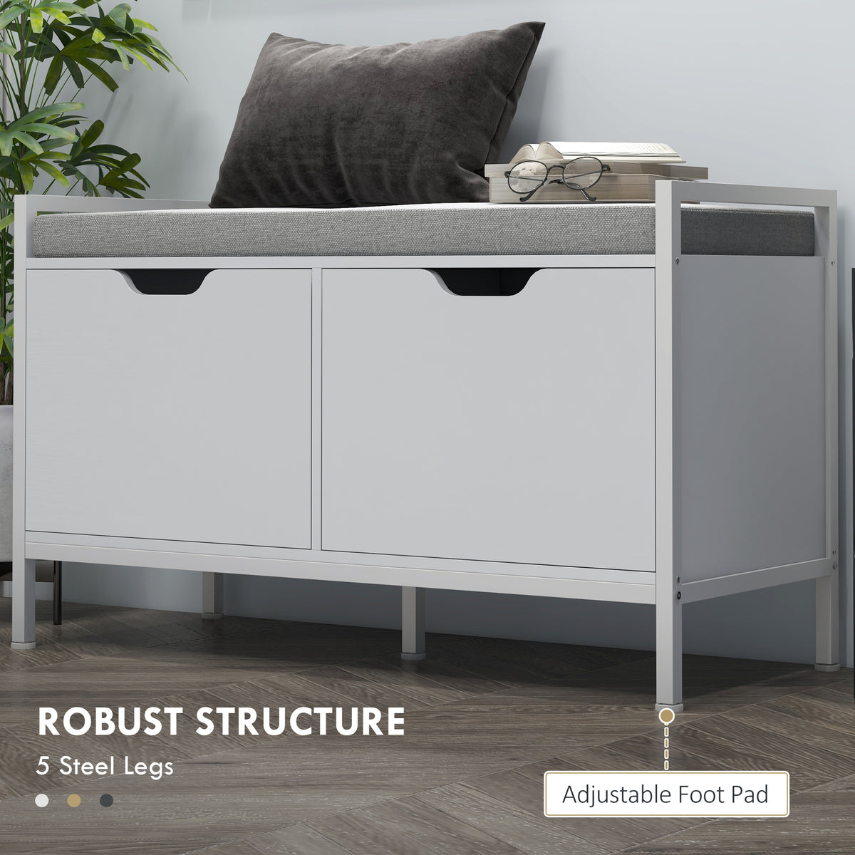 Banc de rangement pour chaussures capitonné