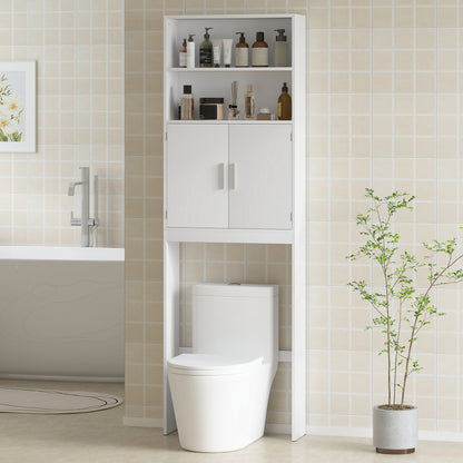 Meuble de rangement autoportant au-dessus des toilettes à 4 tablettes
