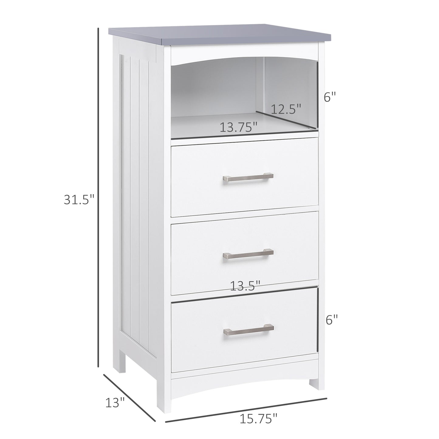 Armoire de salle de bain étroite 3 tiroirs