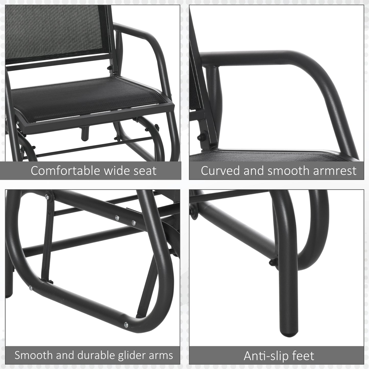 Chaise balançoire d'extérieur à glissement en acier