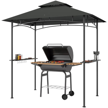 Gazebo de barbecue double toit avec tablettes et crochets