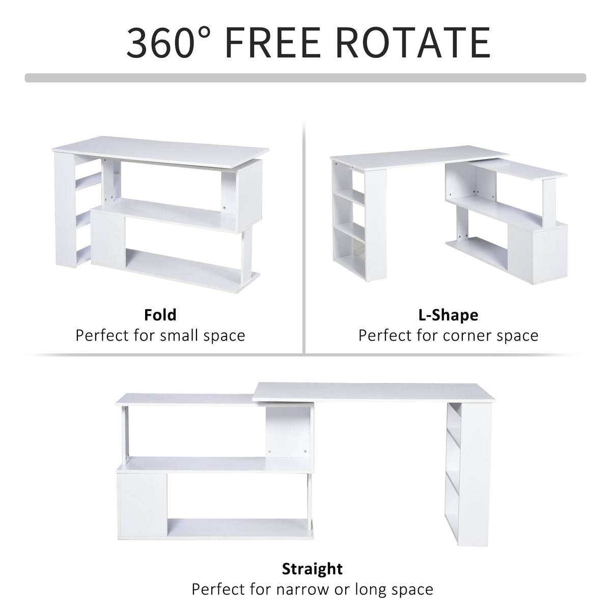 Bureau en L rotatif 360° avec rangement
