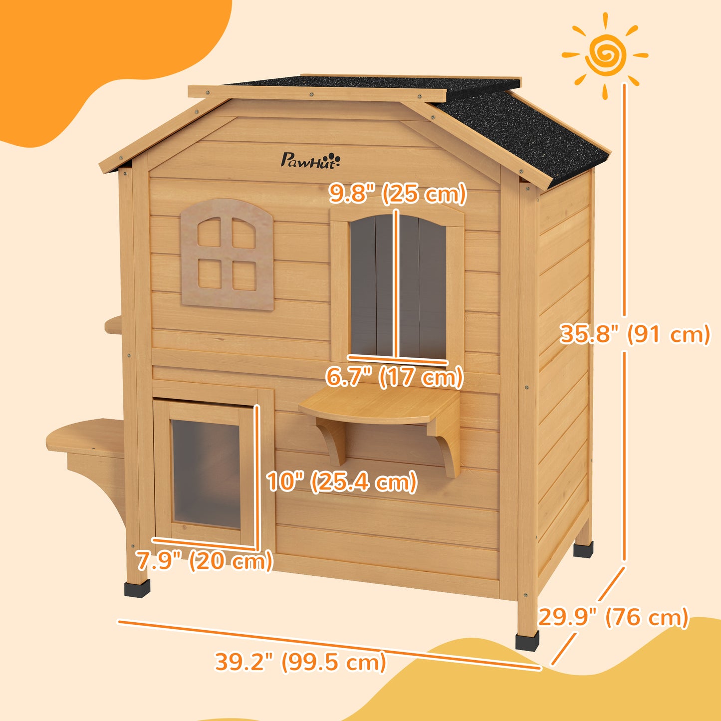 Maison pour chat extérieure 2 étages avec toit ouvrant