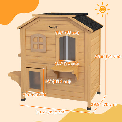 Maison pour chat extérieure 2 étages avec toit ouvrant