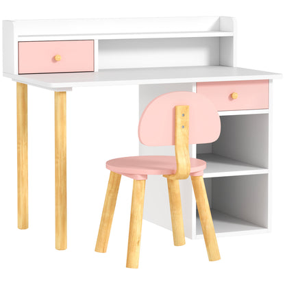 Bureau d'étude et chaise pour enfants avec rangement