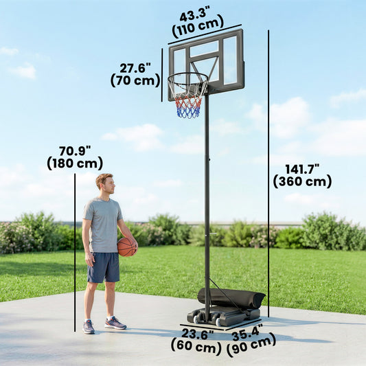 Panier de basketball sur pied réglable 134–305 cm