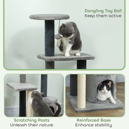 Arbre à chat multi-niveaux avec griffoir sisal — Gris