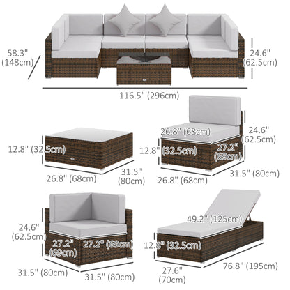 Ensemble patio 9 pièces osier modulaire avec coussins