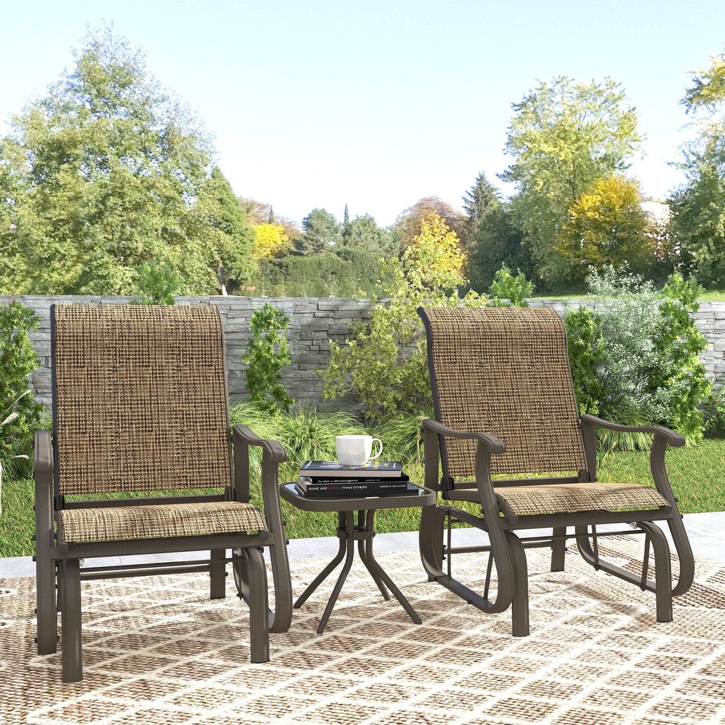 Ensemble planeurs de patio et table 3 pièces