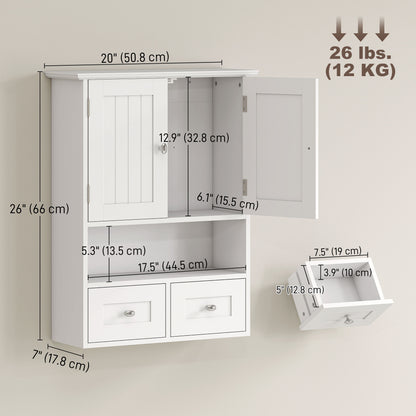 Armoire murale salle de bain avec tiroirs et étagère
