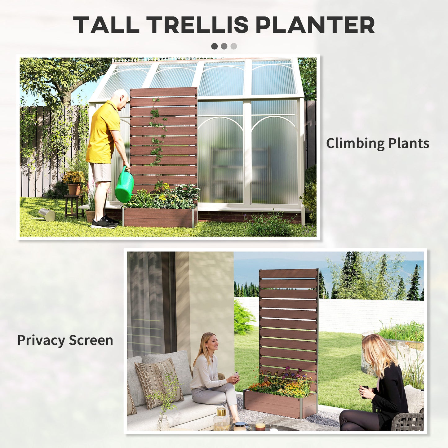 Jardinière surélevée avec treillis pour plantes grimpantes