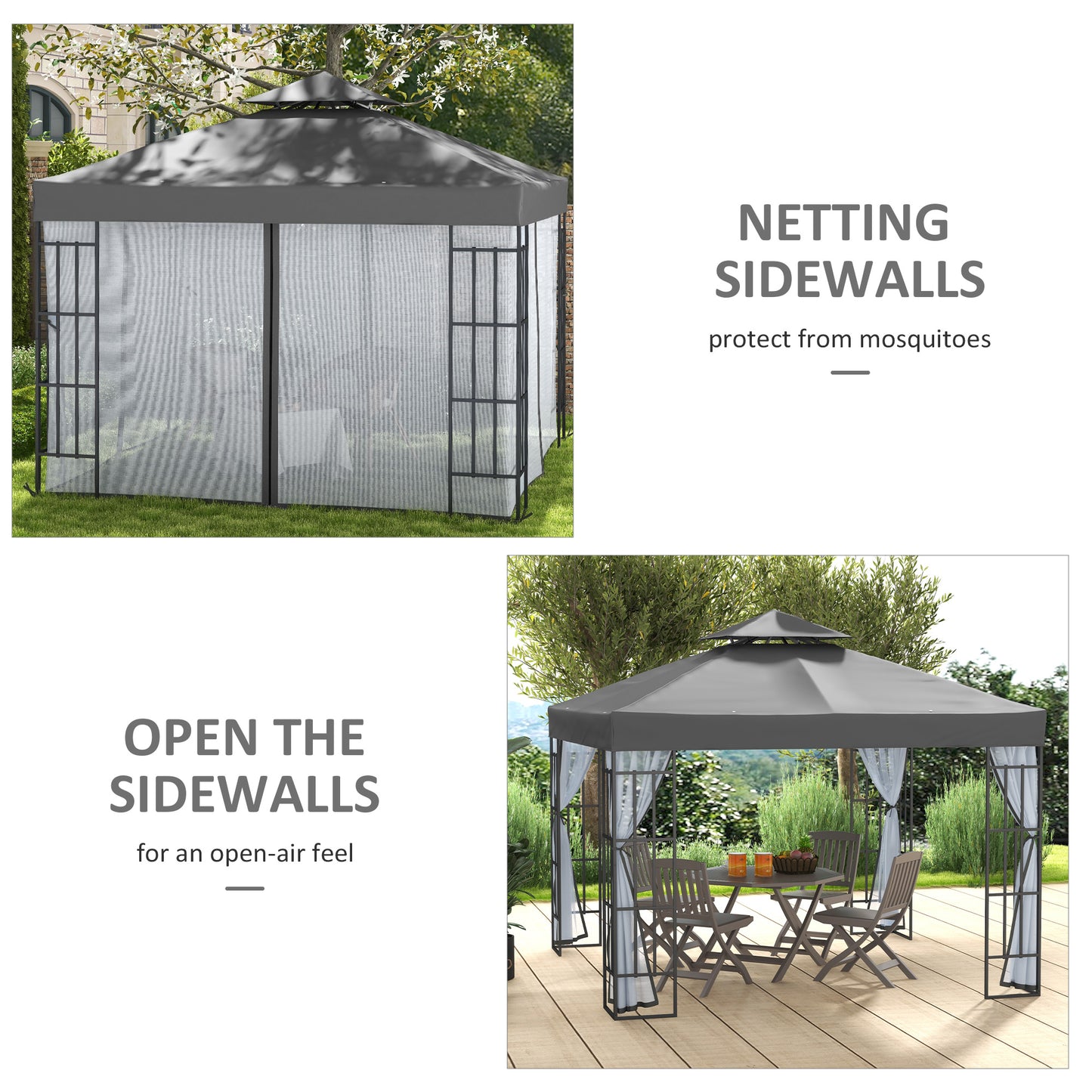 Gazébo de jardin 10x10 pieds avec moustiquaire
