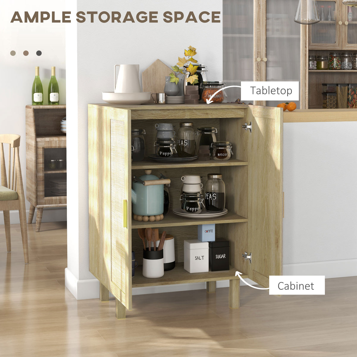 Buffet style boho en bois d'ingénierie