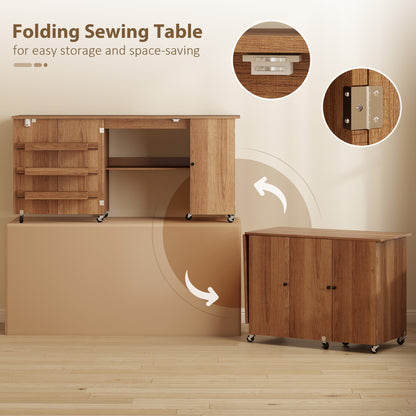 Table de couture pliante avec rangement — Bois