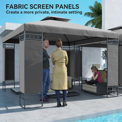 Gazebo double toit avec panneaux écran 3x3m