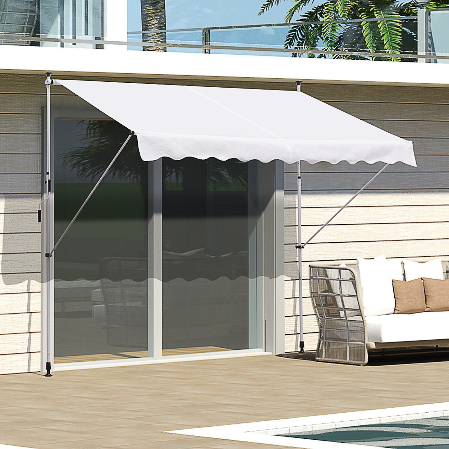 Store rétractable manuel patio sol plafond 305x152cm ajustable