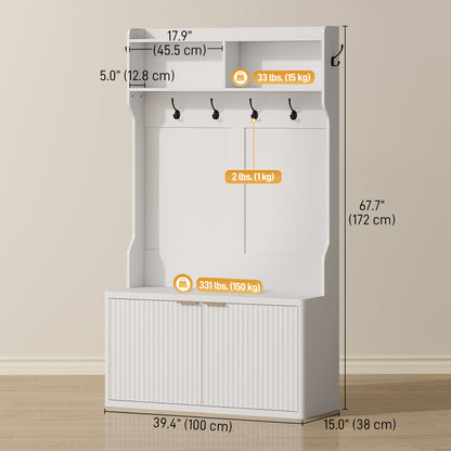 Meuble d'entrée 4-en-1 avec banc à chaussures
